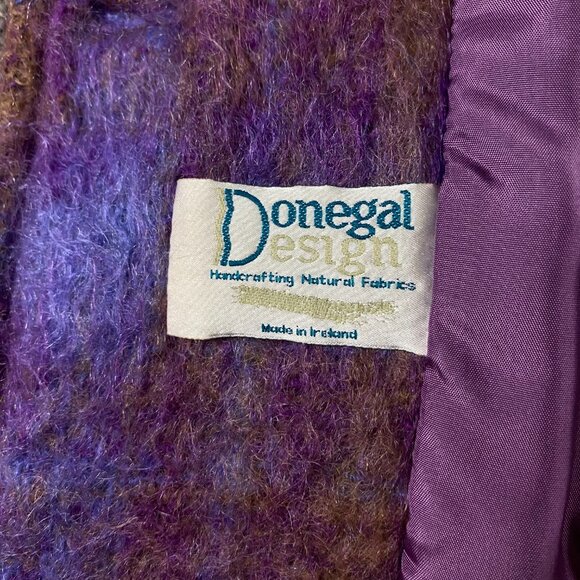 Vintage Donegal Design Ireland Mohair Blend Coat Jacket Women's Size 12 Purple - Picture 7 of 13